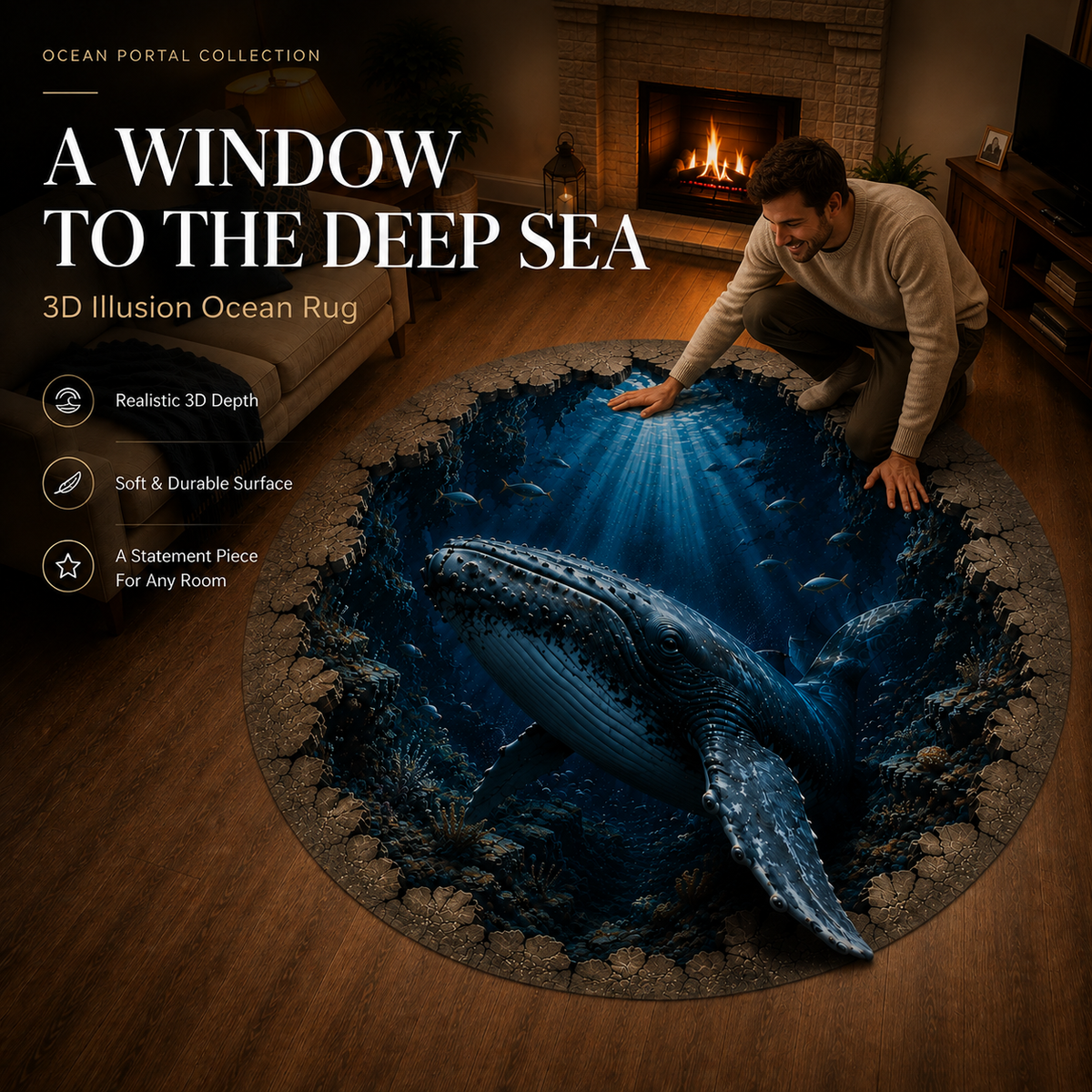 ✨🐋50% OFF Ocean Portal Illusion Rug™ - 🌊A Realistic 3D Ocean World Beneath Your Feet
