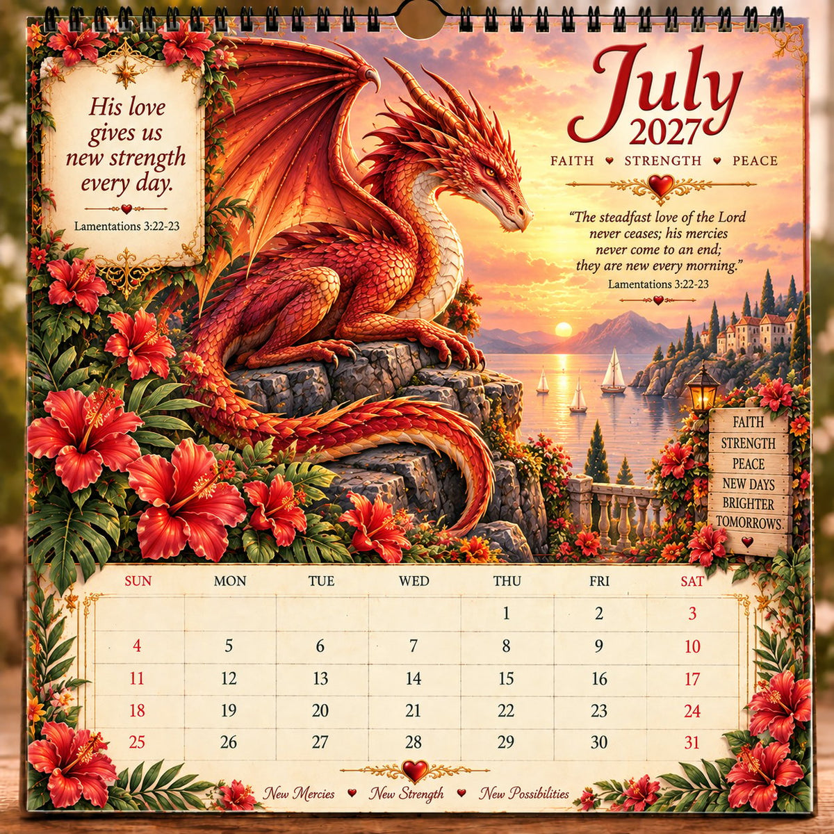 🐉📖2027 Dragon Seasons of Faith Calendar – 12 Fantasy Dragons, Scripture & Seasonal Christian Art