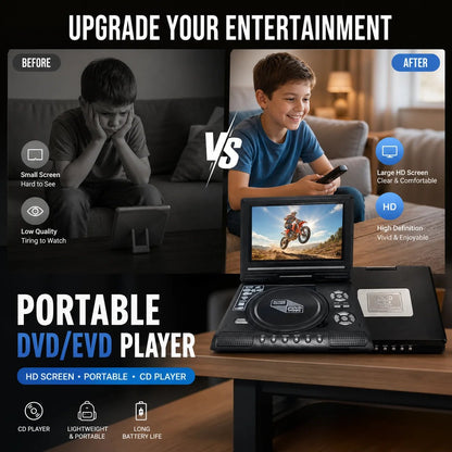 🔥Last Day 50% OFF - 📺 7.8" HD Portable DVD/EVD Player – Large Screen, Rechargeable & Compatible with DVD/CD/USB/SD – Perfect for Home & Travel 🔥