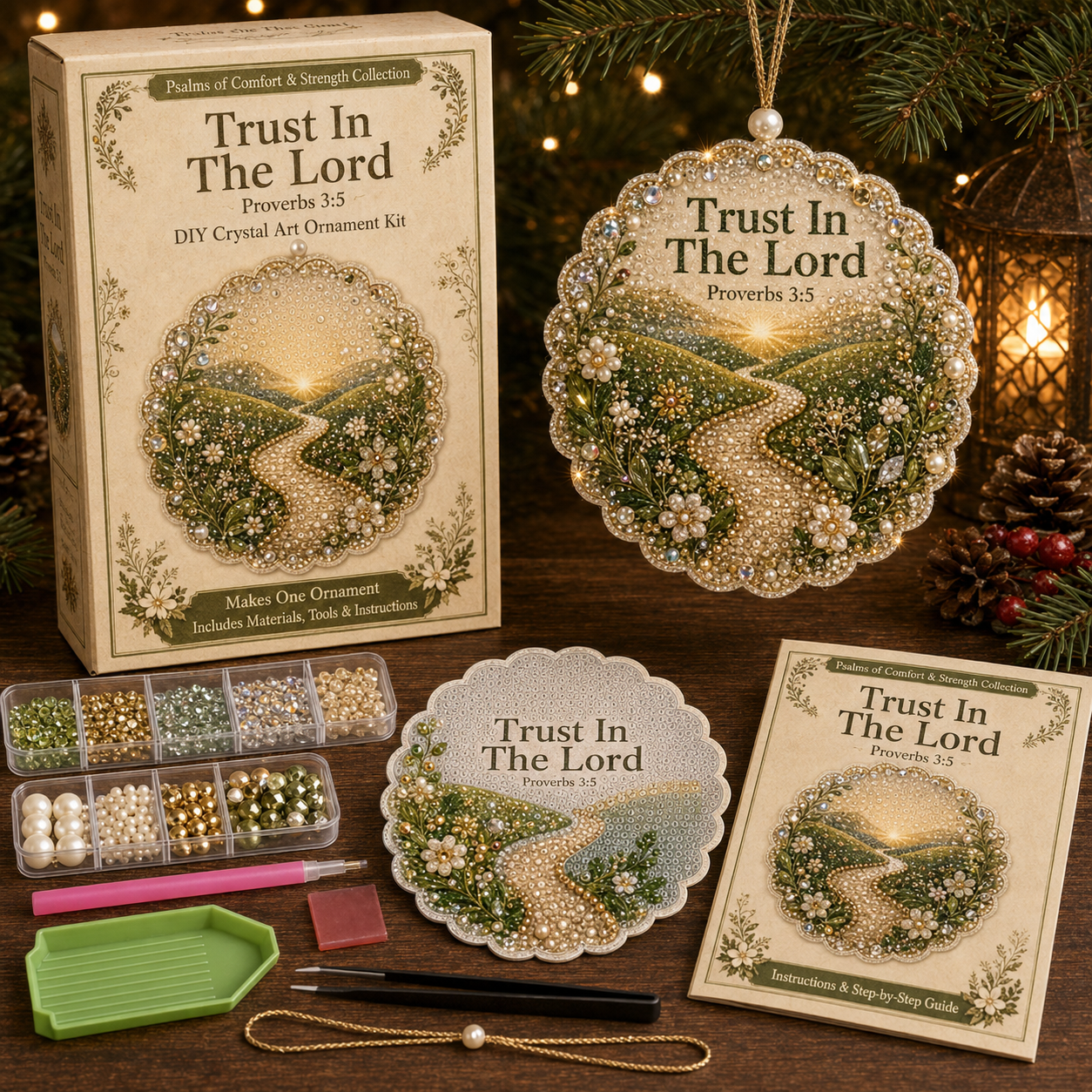 ✝️ Psalms of Comfort & Strength Pearl Diamond Art Hanging Ornament Kit