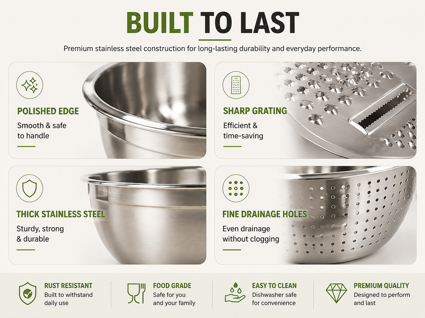 🔥Hot Sale 50% OFF 🎁3-in-1 Stainless Steel Grater Bowl & Colander Set