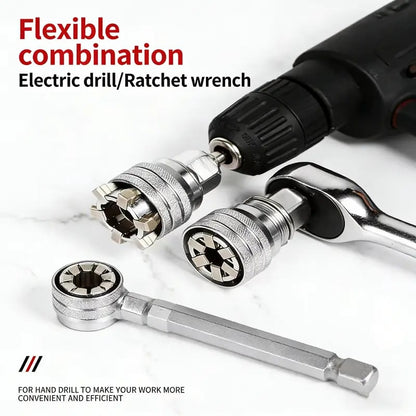 Adjustable Universal Socket Wrench for 3/8" Drive Ratchet Torque Wrench & Power Drill