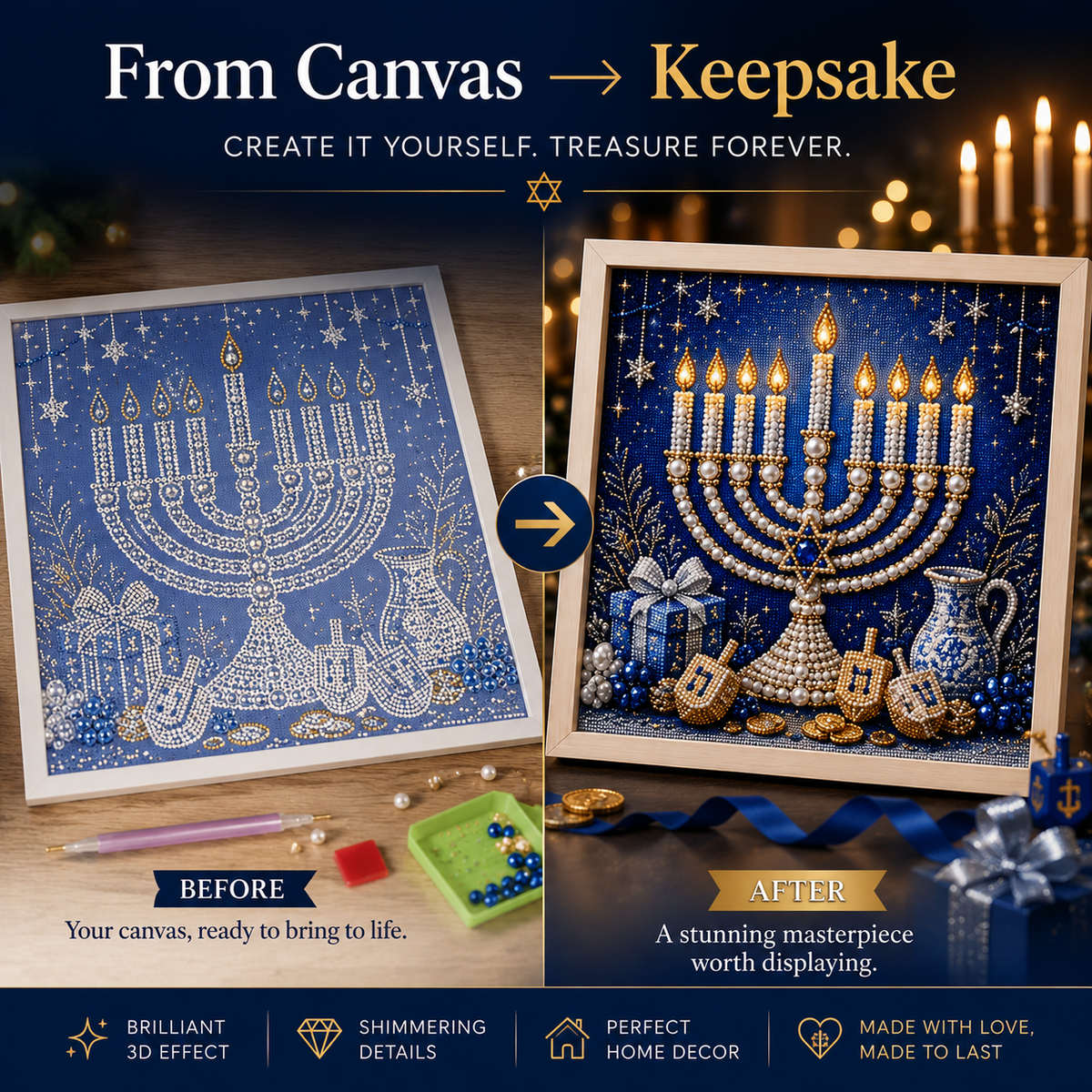 🎁 50% OFF Festival of Lights Sale - DIY Hanukkah Pearl Art Kit ✨