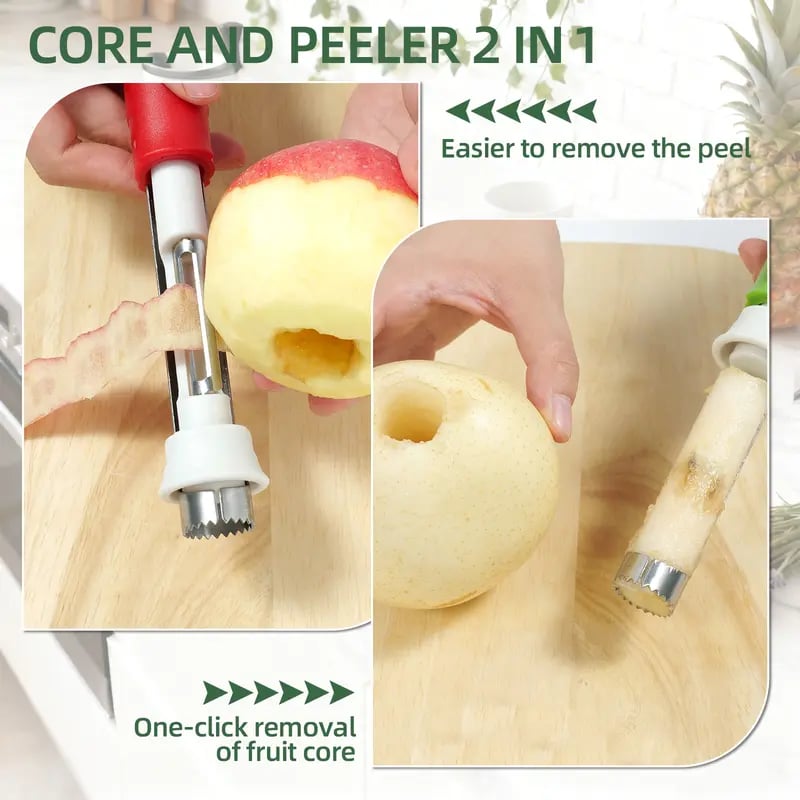 🥳2026 HOT SALE🥳💞50K+ SOLD!🔪🛒 BOGO + 50% OFF! The 2-in-1 Kitchen Hero: Core & Peel with a Twist. Stainless Steel Fruit Tool! 🍎⏱️