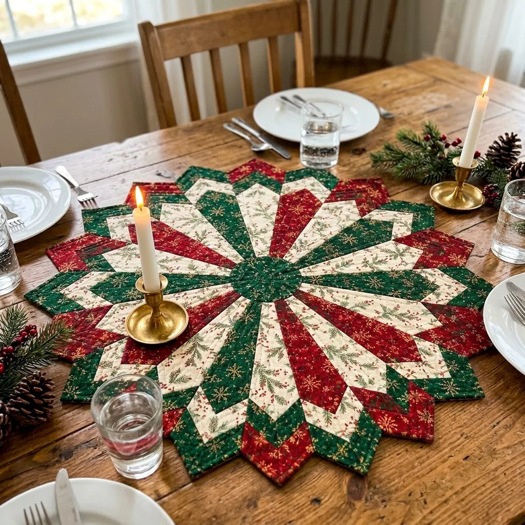 🎄 Holiday Star Table Topper Quilt Template Set ⭐🧵 – DIY Christmas Quilting Pattern