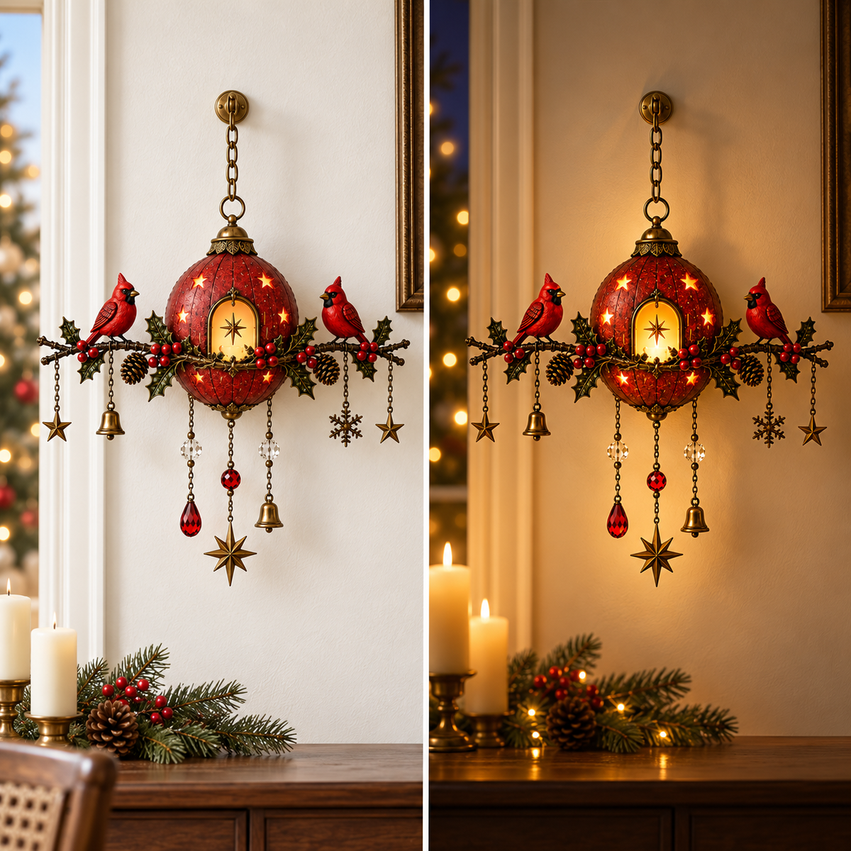 🔥Last Day 49% OFF-Cardinal Christmas Candlelight Wall Hanging✨