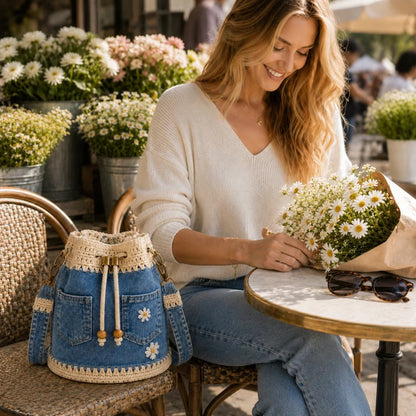 🔥HOT SALE 49% OFF✨👜Denim Crochet Bucket Bag