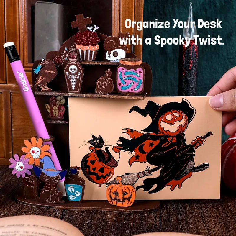 🎨Grabie Wood Painting Craft Kit - Spellbound Shelf Desk Organizer
