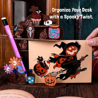 🎨Grabie Wood Painting Craft Kit - Spellbound Shelf Desk Organizer