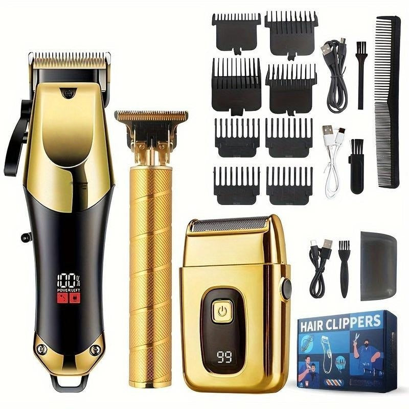 3-Piece Professional Hair Clipper and Trimmer Kit for Men