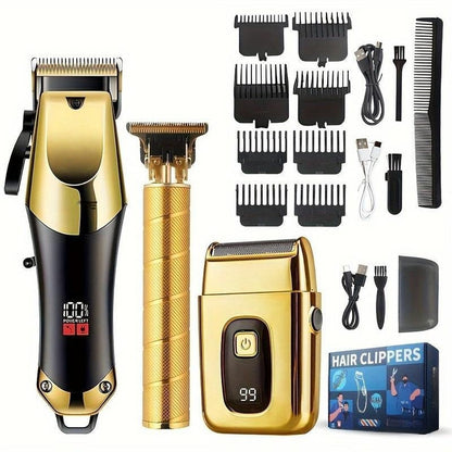 3-Piece Professional Hair Clipper and Trimmer Kit for Men