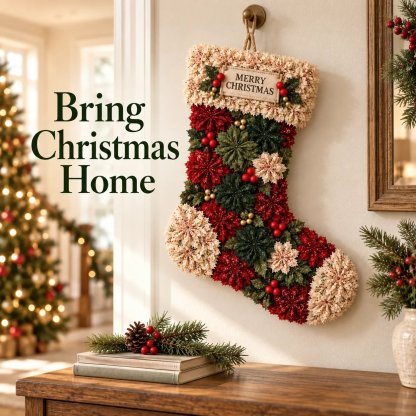 🎄✨Christmas Fabric Flower Door Hanging DIY Kit – Layered Holiday Décor