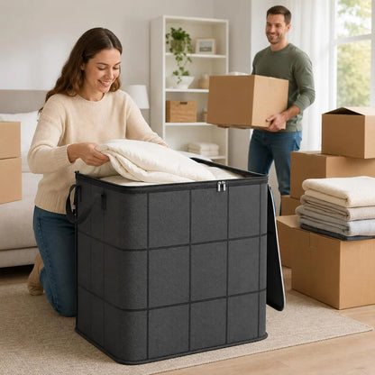🔥Spacious Moving & Storage Bin Zippered Fabric Organizer