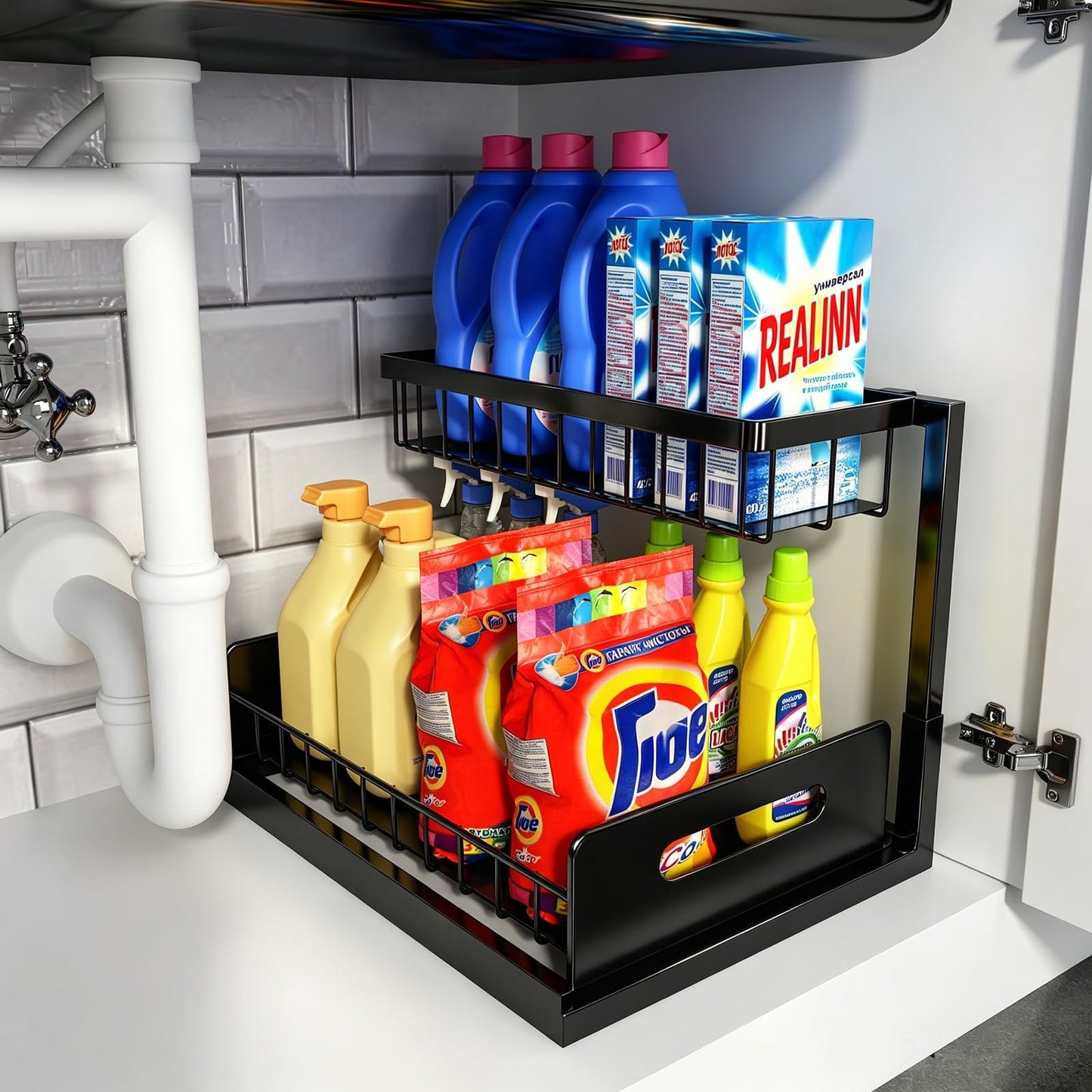 L-Shaped Pull Out Under Sink Organizer