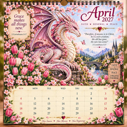 🐉📖2027 Dragon Seasons of Faith Calendar – 12 Fantasy Dragons, Scripture & Seasonal Christian Art