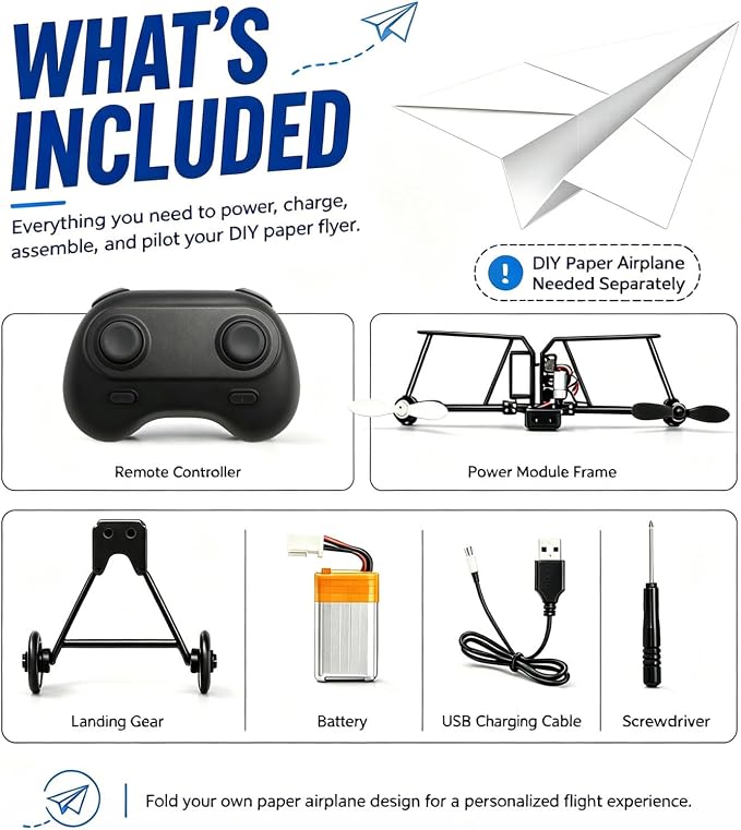RC Paper Airplane Kit, DIY RC Plane for Hobbyists