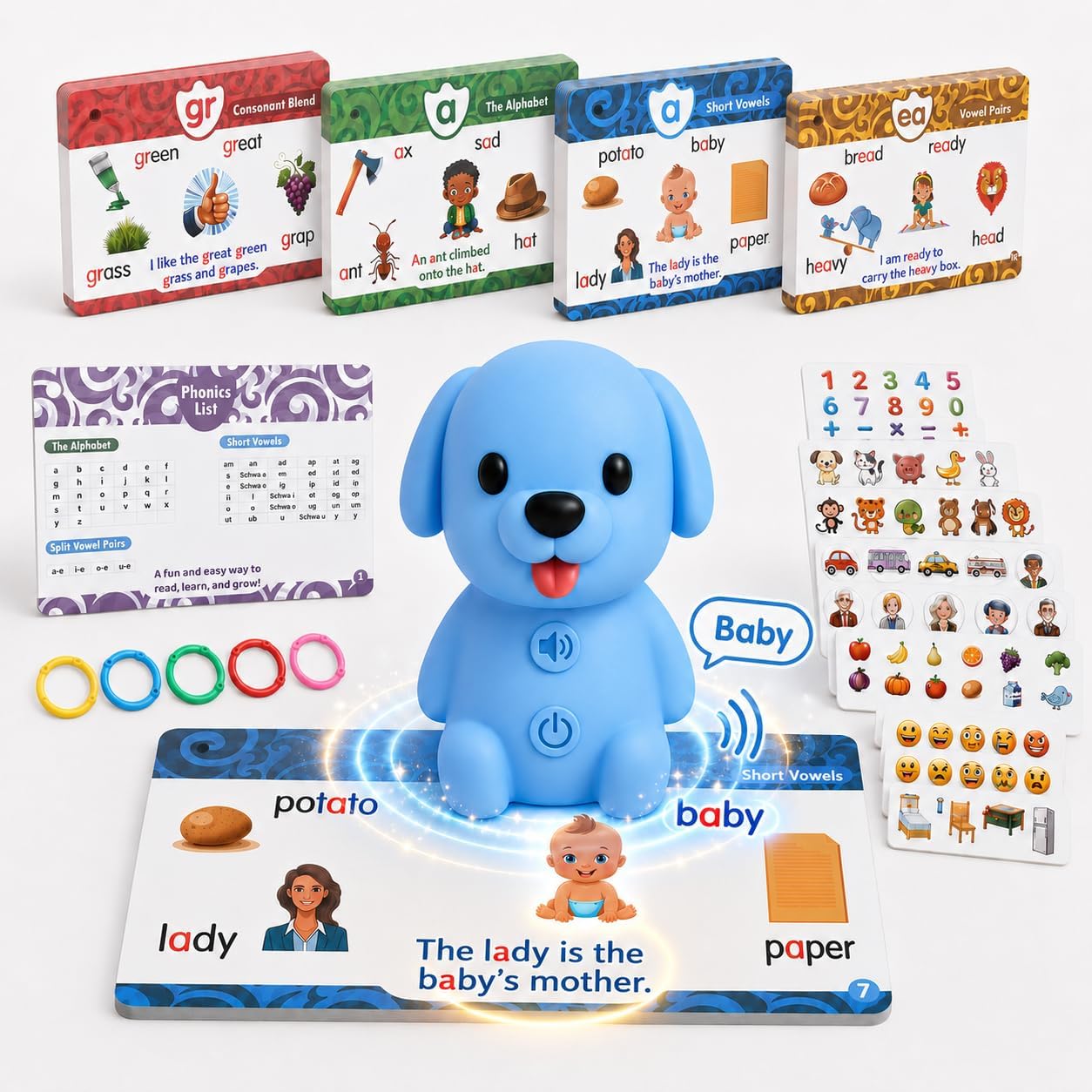 Phonics Learning Toy with Reader Dog, 148 Pages, 90 Stickers, Ages 3-8
