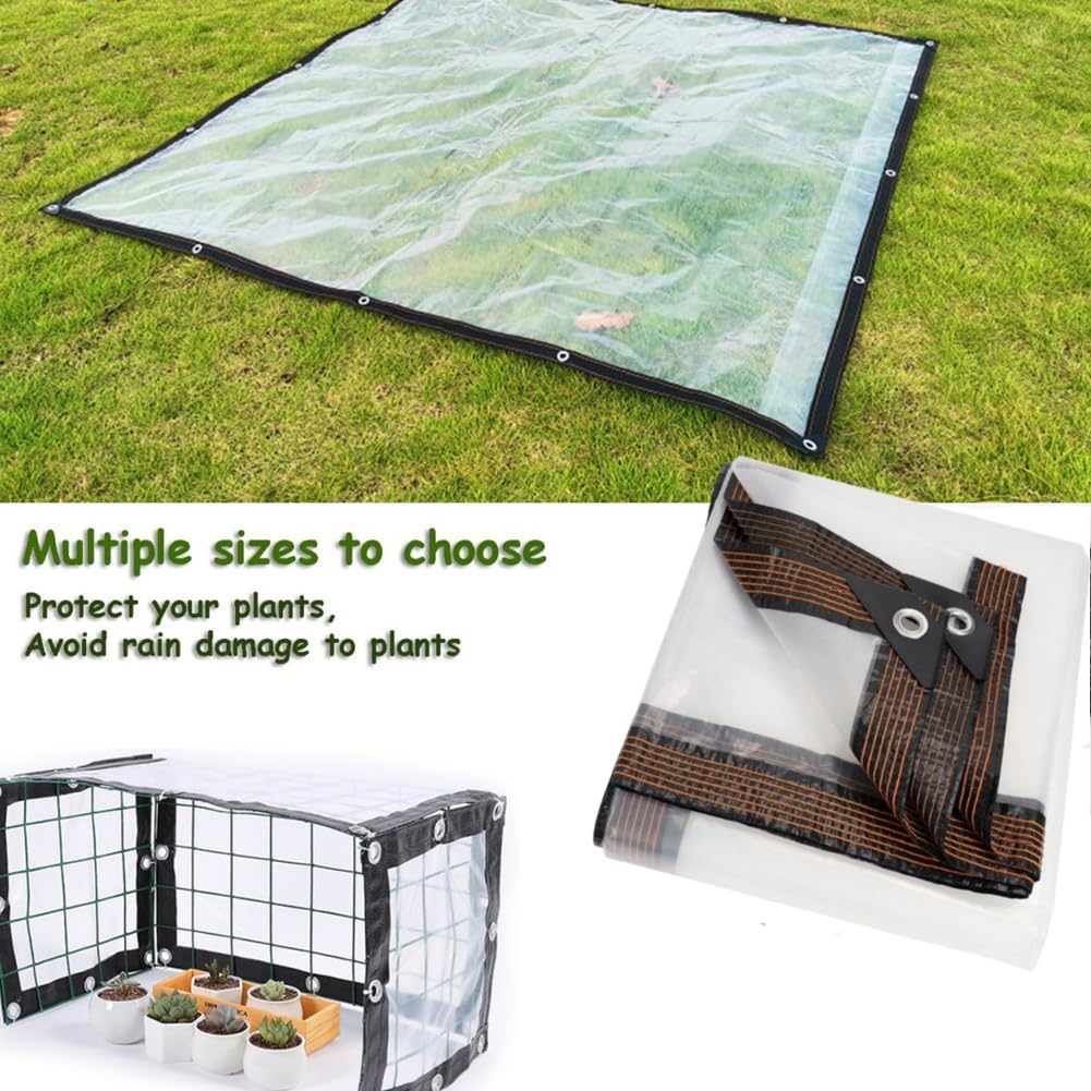 ⚡Clear Waterproof PE Tarp, Transparent Outdoor Cover with Metal Grommets