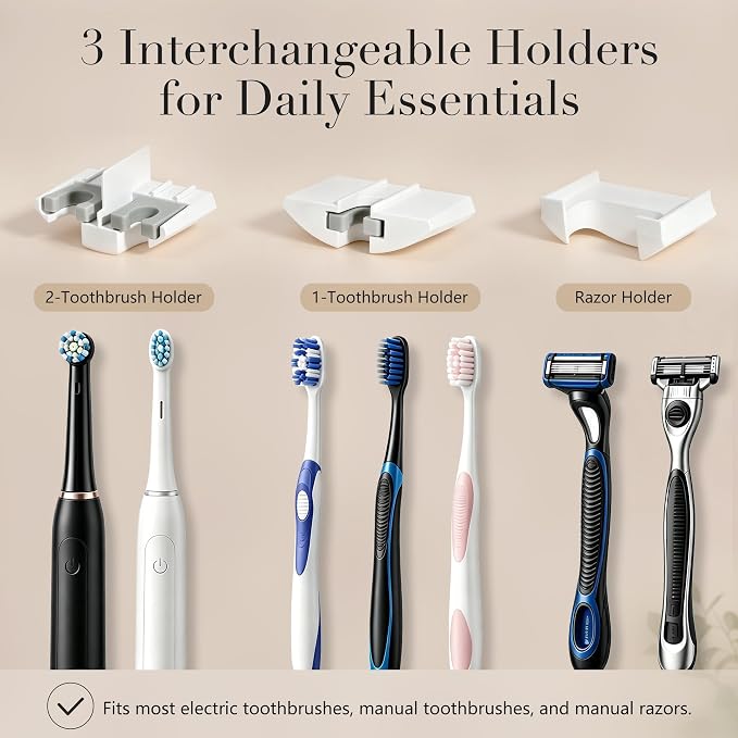 Toothbrush Sanitizer Holder with UV & Dual-Mode Clean Fan Dry