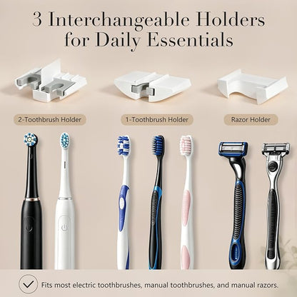 Toothbrush Sanitizer Holder with UV & Dual-Mode Clean Fan Dry