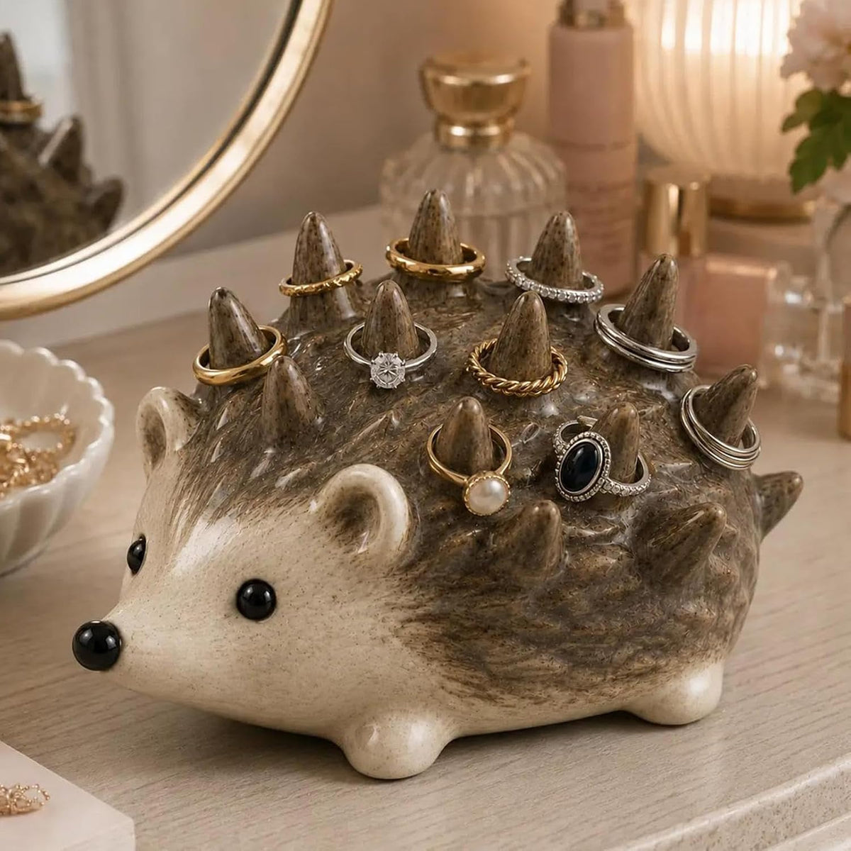🎁 Save 55% Today! ✨ Cute Resin Hedgehog Ring & Trinket Holder