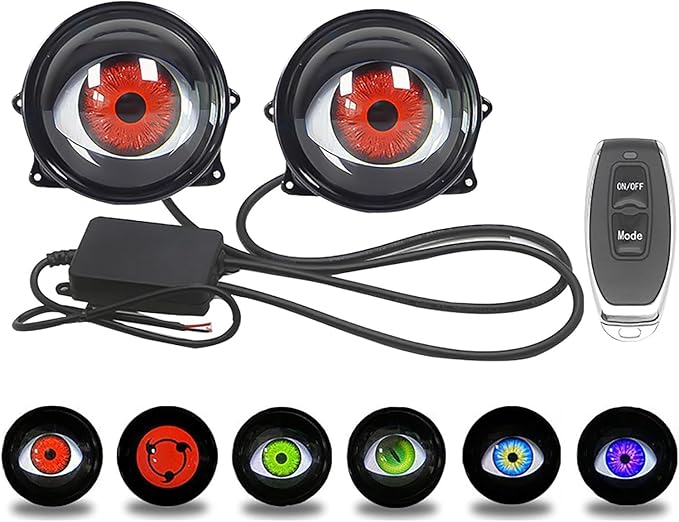 Dynamic Big Eye Ball Fog Lights, LED Adjustable Color 12v Devil Eyes with Lens Light Up Big Eyeball Lights for Car for Any Car Model