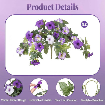 Artificial Fake Petunia Flowersfor Outdoor Decoration (2Pcs)
