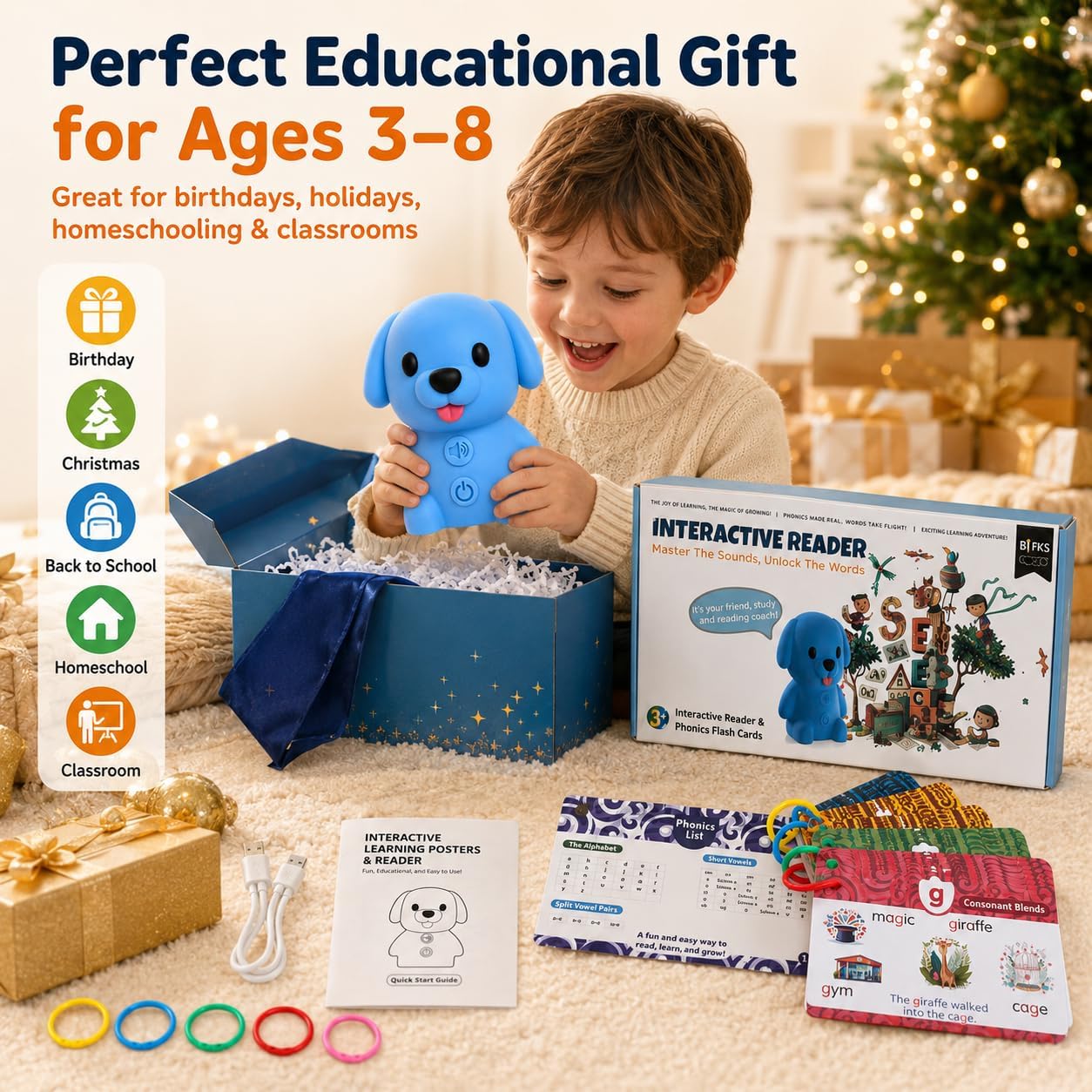 Phonics Learning Toy with Reader Dog, 148 Pages, 90 Stickers, Ages 3-8