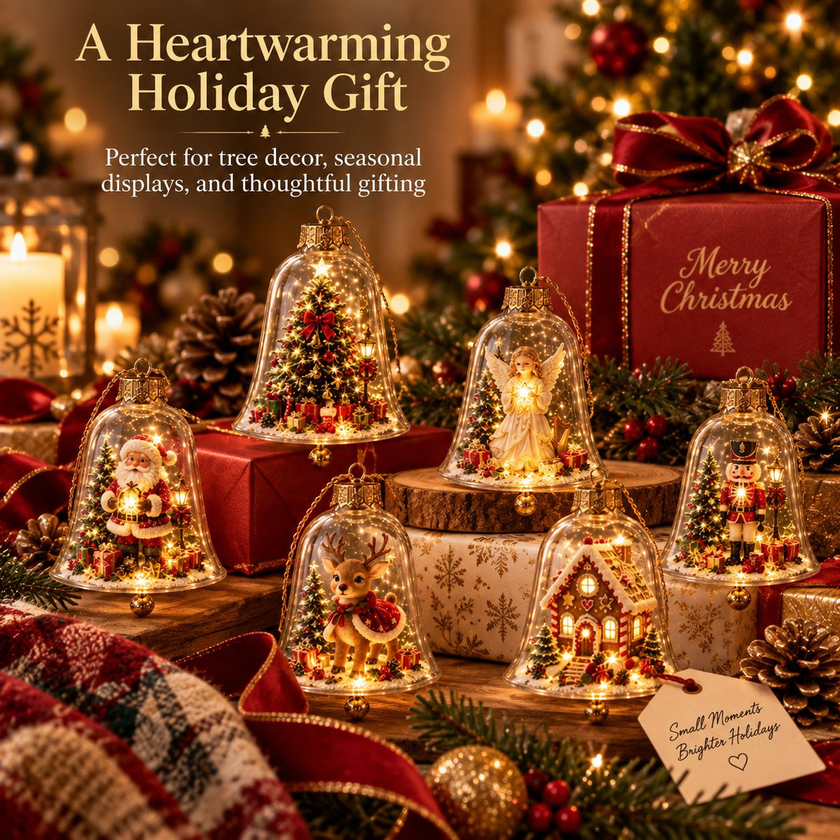 🎄 Lighted Christmas Bell Ornament Collection
