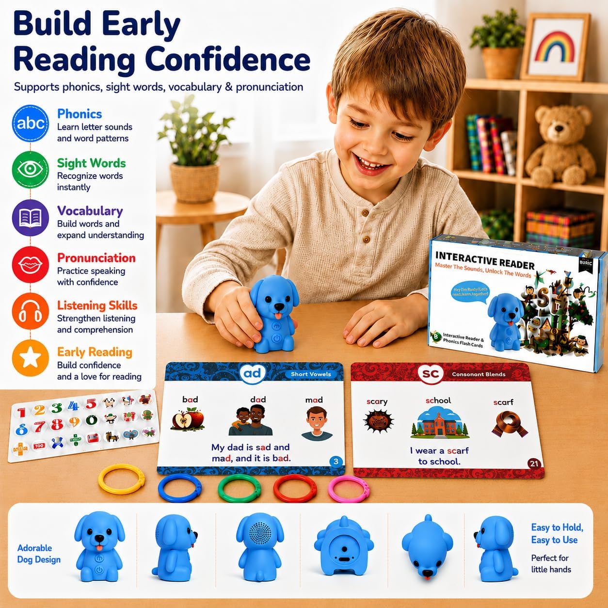 Phonics Learning Toy with Reader Dog, 148 Pages, 90 Stickers, Ages 3-8