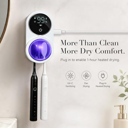 Toothbrush Sanitizer Holder with UV & Dual-Mode Clean Fan Dry