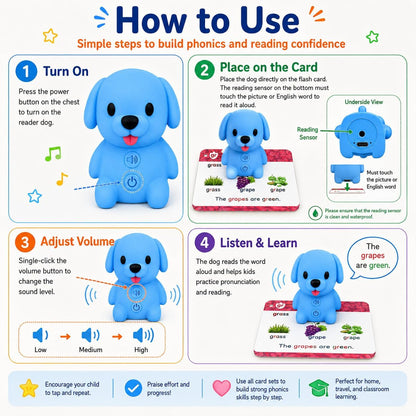Phonics Learning Toy with Reader Dog, 148 Pages, 90 Stickers, Ages 3-8
