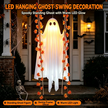 🔥Limited-time 50% Off👻✨LED Hanging Ghost Swing Decoration, 5FT Remote Controlled Halloween Outdoor Hanging Decor🎃