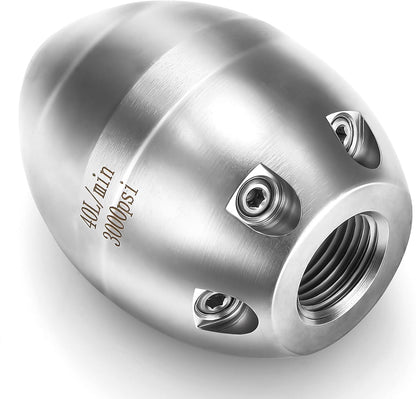🛠️💦 3000 PSI 40 L/Min 3/8''  NPT Stainless Steel Sewer Jetter Nozzle for Pressure Washers