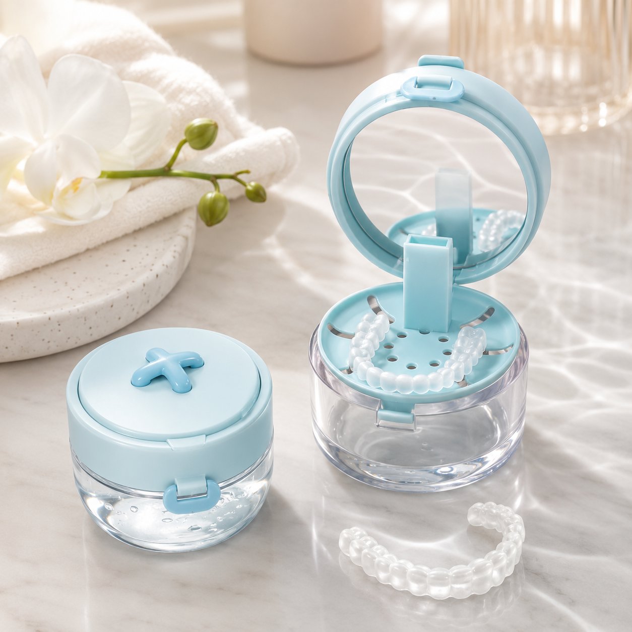 💧Last Day 50% OFF - Portable Retainer and Denture Cleaning Case with Magnetic Lifting Tray🦷✨
