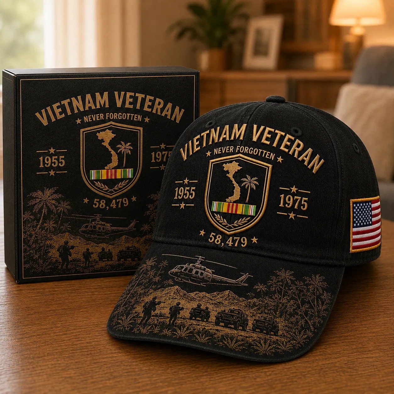 Vietnam Veteran Never Forgotten 1955–1975 Commemorative Cap 🇺🇸