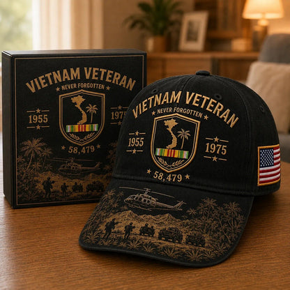Vietnam Veteran Never Forgotten 1955–1975 Commemorative Cap 🇺🇸