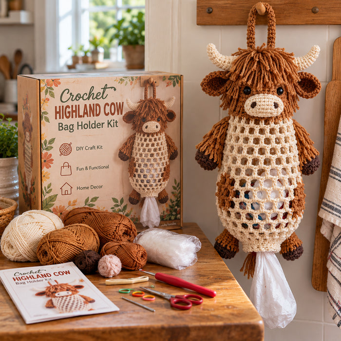 Highland Cow Crochet Bag Holder