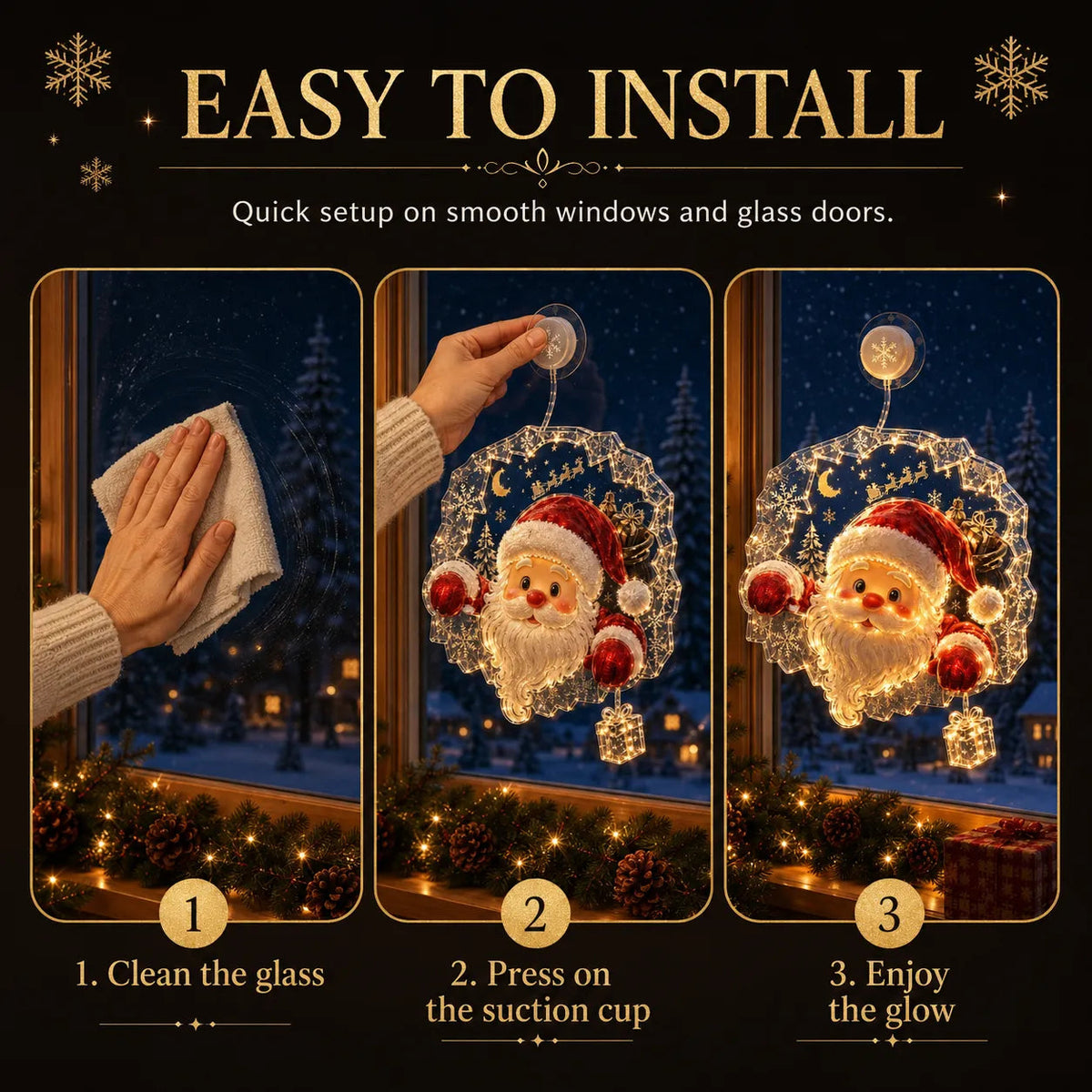 🏅 2026 Best Seller ✨🎄Lighted Christmas Window Decoration with Suction Cup | Warm LED Window Light with Double-Layer Design & Multiple Festive Styles ✨
