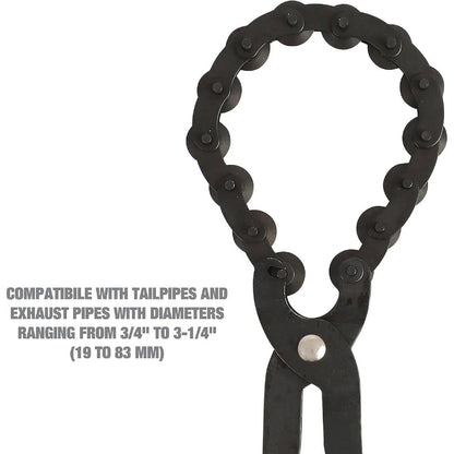 🔧Exhaust Cutter, Cuts 3/4" to 3-1/4" Pipe, Durable Chain Cutter Tool, Easy One-Handed Rotation, Compact Pipe Cutter Chain for Tight Spaces