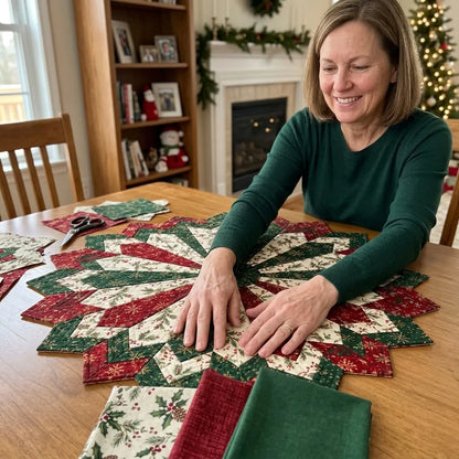 🎄 Holiday Star Table Topper Quilt Template Set ⭐🧵 – DIY Christmas Quilting Pattern