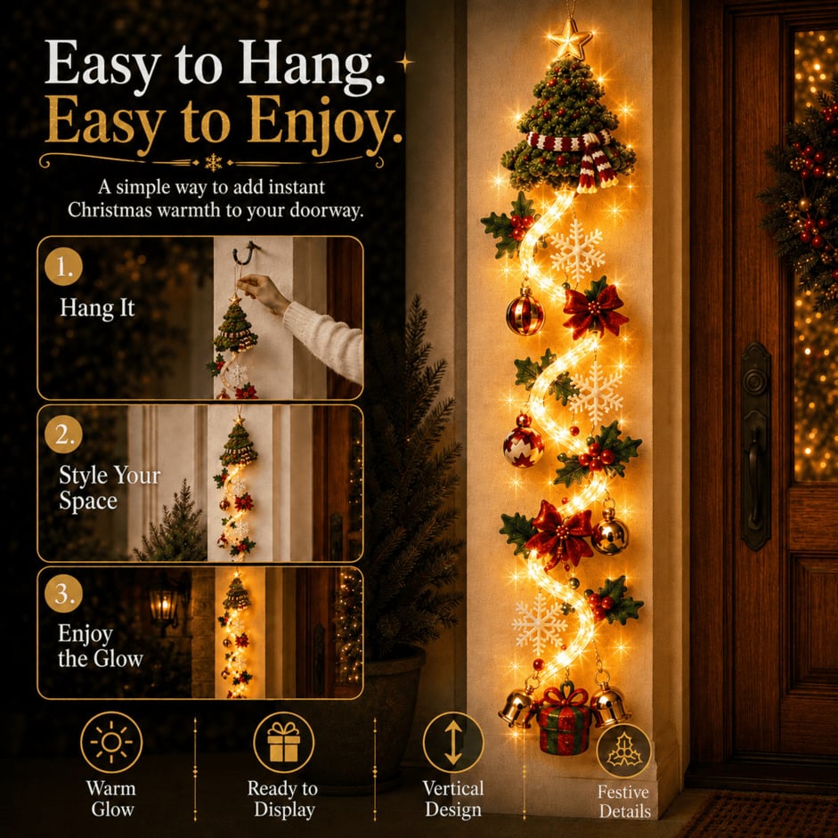 ⏳ Last day! 49% OFF – 🎅MerryCascade™ Glowing Christmas Door Hanger