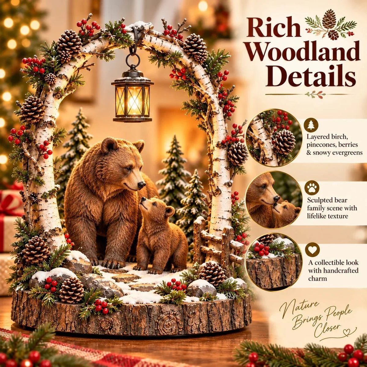 Woodland Christmas Lantern Collection – Lighted Forest Tabletop Decor