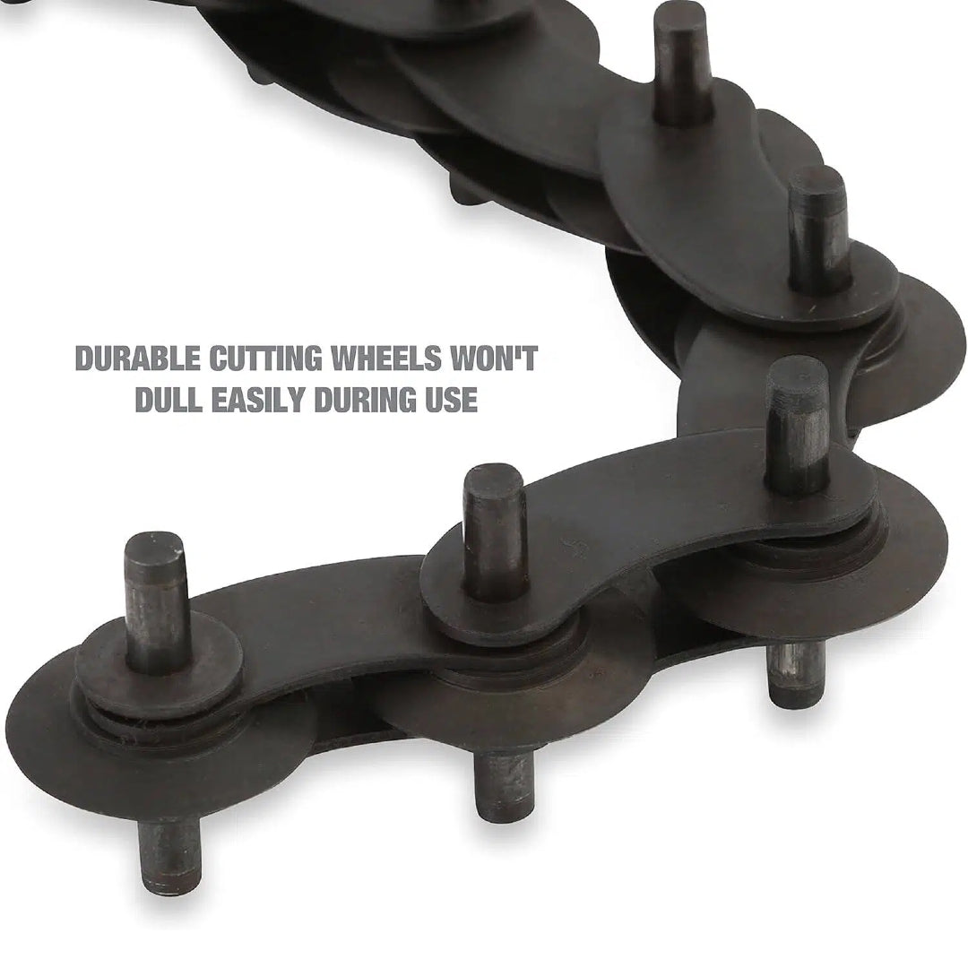 🔧Exhaust Cutter, Cuts 3/4" to 3-1/4" Pipe, Durable Chain Cutter Tool, Easy One-Handed Rotation, Compact Pipe Cutter Chain for Tight Spaces