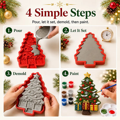 ⏳ Last Day 49% OFF – 🎄Reusable Christmas Tree DIY Casting Mold | Detailed Dimensional Design with Star, Layered Branches, Ornaments, Snowflakes & Gift Box Accents ✨