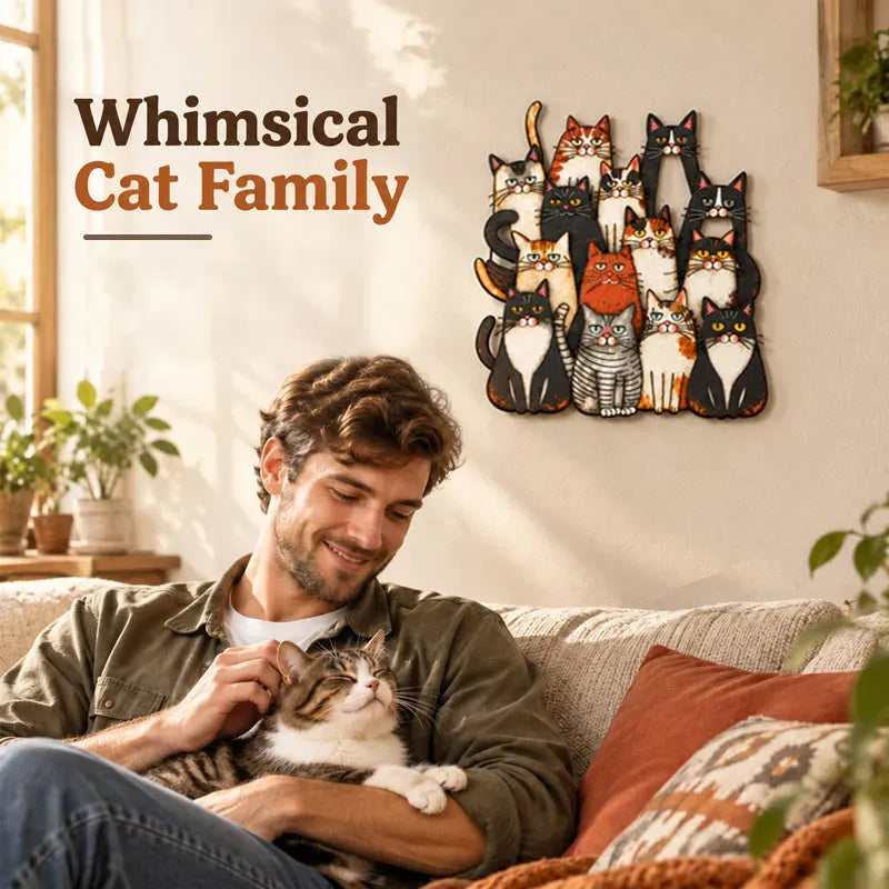 ⏰LAST DAY 50% OFF - Whimsical Cat Family Metal Wall Art😻🐾
