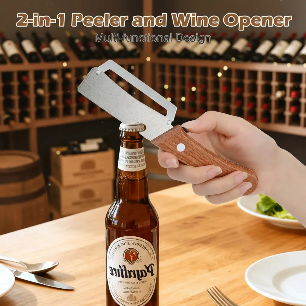 🔥WOVERSSY®Wooden-Handled Stainless Steel Sharp Peeler with Built
