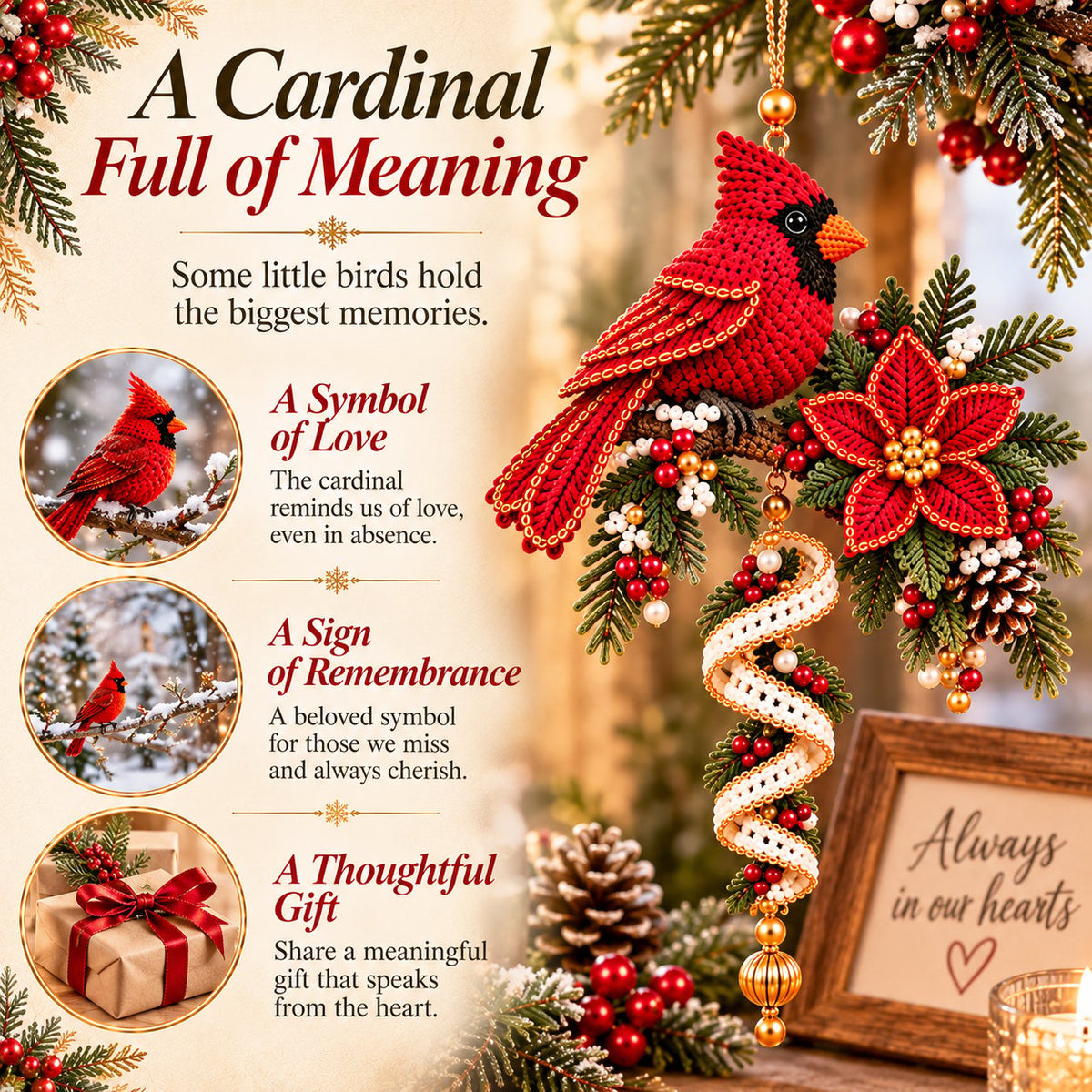 🎄❤️ Cardinal & Poinsettia DIY Ornament Kit