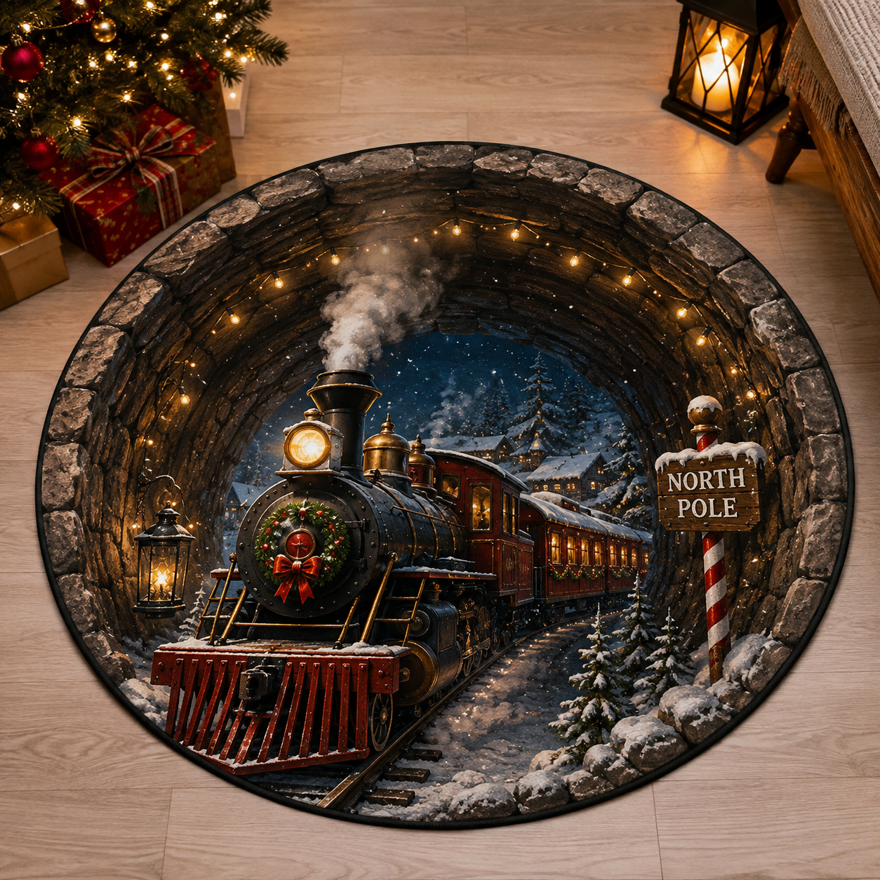 🎄 Christmas 3D Illusion Rug – Magical Holiday Portal Floor Decor