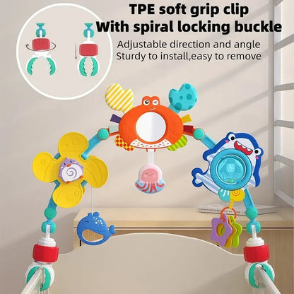 🎁Perfect Gift for Kids🎁Baby Stroller Hanging Toy, Multifunction Interactive Play Sensory Toy for Early Learning and Baby Entertainment